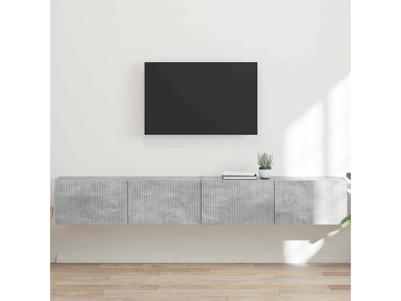  Meuble tv - banc tv - meuble de rangement mural 2 pcs béton bois d'ingénierie  - Conforama B