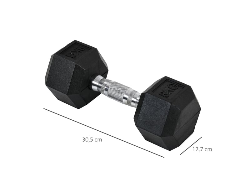  Haltères hexagonaux 2 x 8 kg 30,5 cm – noir – paire antiroulis à poignée moletée en métal et caoutchouc  - Conforama C