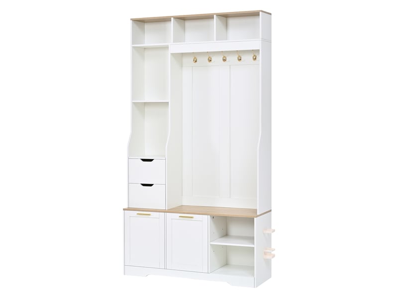  Portemanteau avec banc et rangement 100 x 186 cm en mdf blanc  - Conforama D