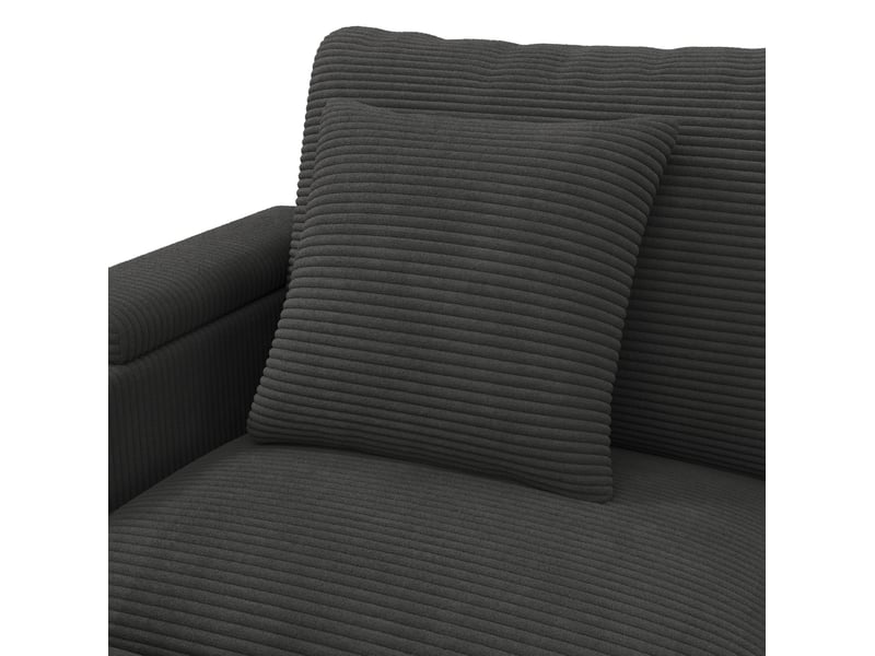  Canapé d'angle modulable u 275,5x139x87 cm, velours côtelé gris, fonction lit, avec repose-pieds, ports usb+usb-c  - Conforama E