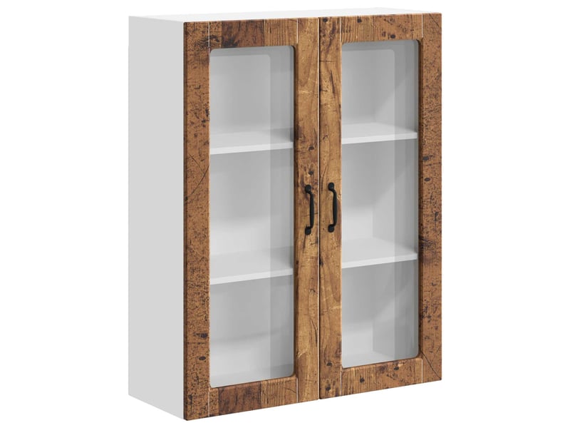  Meuble mural de cuisine, cabinet en verre mural bois ancien 80x31x100cm shl6356  - Conforama A