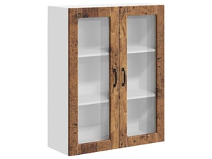 Meuble mural de cuisine, cabinet en verre mural bois ancien 80x31x100cm shl6356
