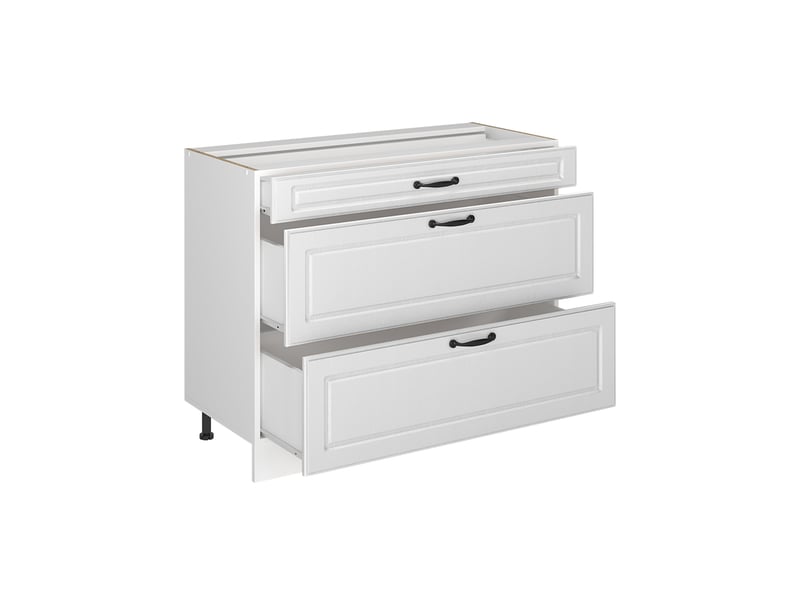  Vicco meuble cuisine, blanc campagneblanc, 100cm plan de travail anthracite  - Conforama C