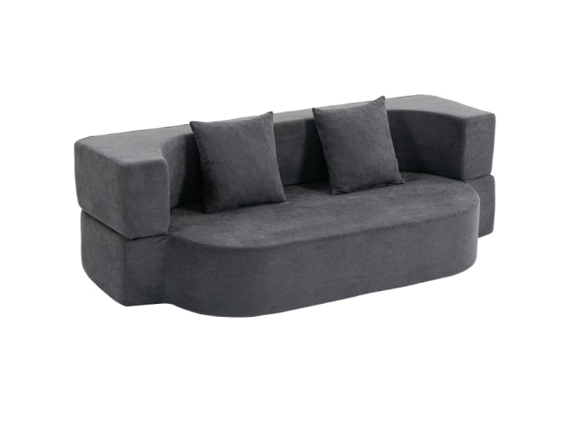  Canapé-lit de sol sans cadre gris foncé, mousse haute densité, assise large et profonde  - Conforama A