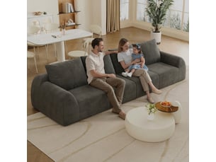 Canapé 4 places gris foncé en tissu chenille grand canapé 324 cm sans montage