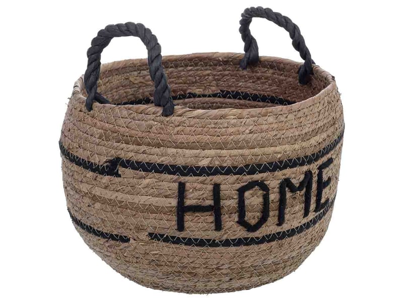 Lot de 2 paniers en fibre naturelle marron d27x20, d24,5x16,5h cm  - Conforama E