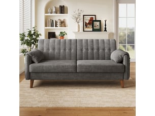 Canapé droit compressé fixe HAVRYA 2 places Tissu gris