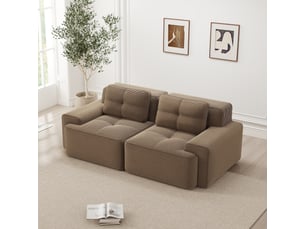 Canapé modulable 2 places, transformable en lit, en velours côtelé, coloris marron, l204 x p104 x h69 cm, pour salon, design moderne