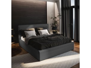 Lit coffre 200x200 cm <strong>MASSENO</strong> <strong></strong> coloris gris