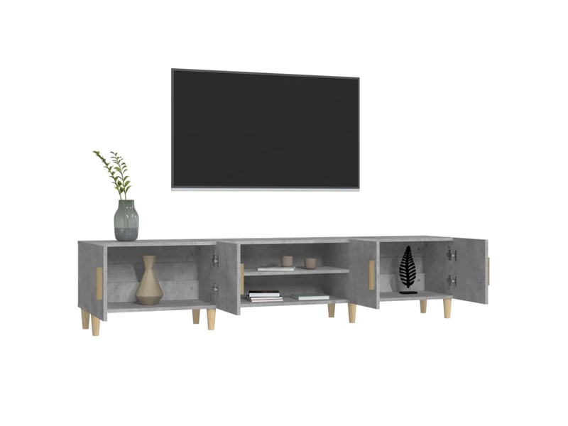  Meuble tv - banc tv - meuble de rangement gris béton 180x31,5x40 cm bois d'ingénierie  - Conforama E