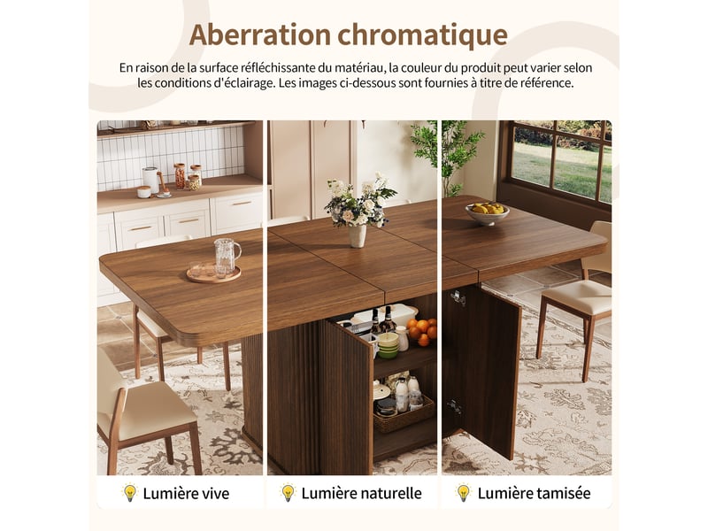  Table extensible,140-180x80x76.5 cm,avec rangement,mdf métal,effet bois brun foncé  - Conforama E