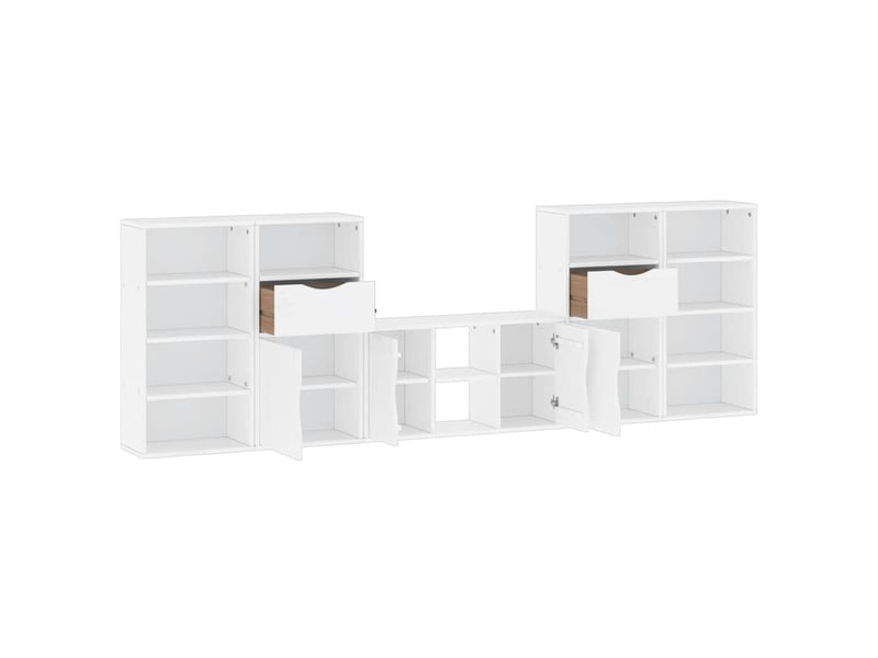  Meubles tv - banc tv - meuble de rangement 5 pcs avec rangement odda blanc bois de pin massif  - Conforama E
