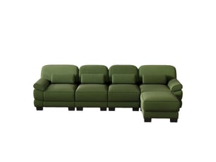 Canapé d’angle 4 places en l, structure renforcée, avec 1 pouf, assise confortable et profonde, combinaison modulaire libre, 336 × 161 × 94 cm, vert