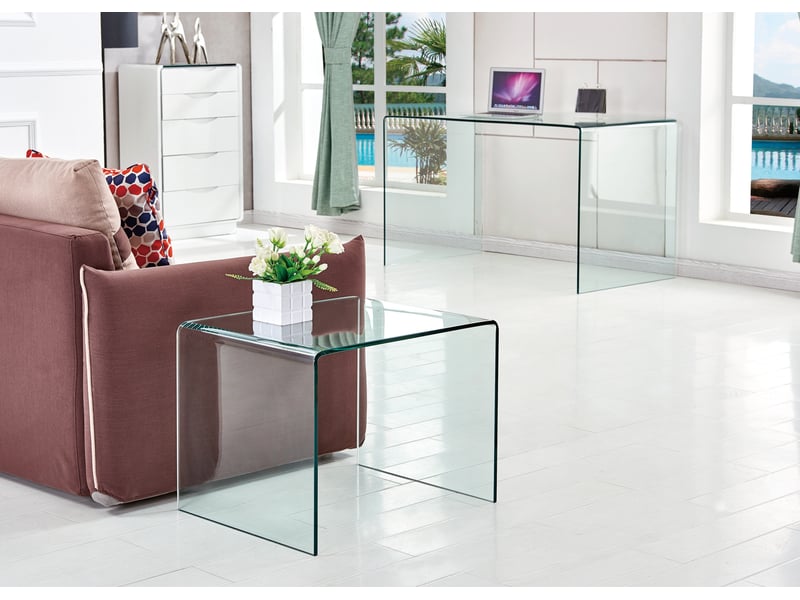 Table d’appoint 50x40x45 cm en verre trempé transparent - Conforama E
