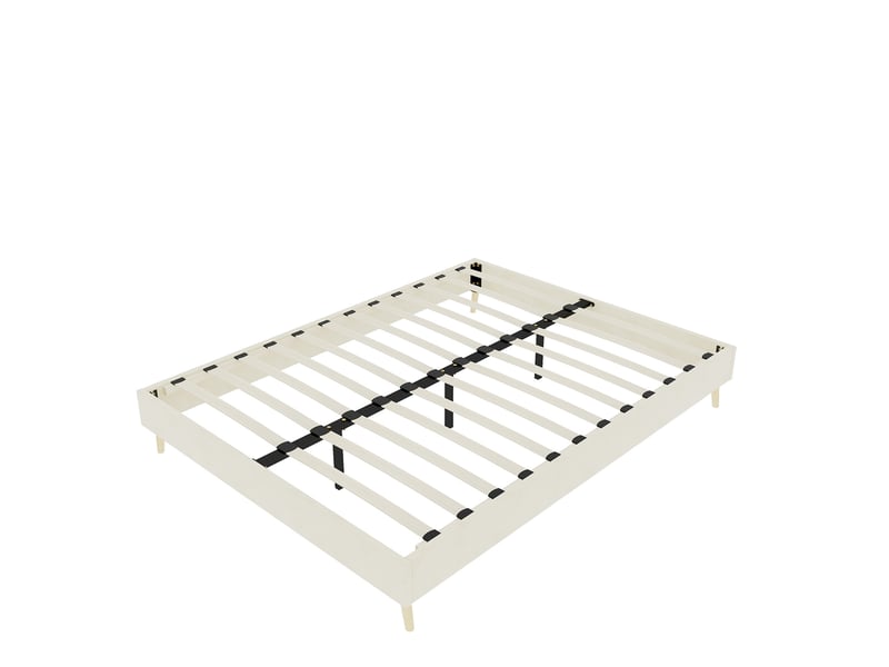  Cadre de lit, lit double 160x200 cm, cadre bas, sans tête de lit, velours beige  - Conforama W