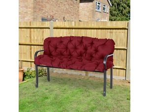 Coussin de banquette 3 places 150 x 98 x 8 cm rouge en polyester, dossier et six liens de fixation