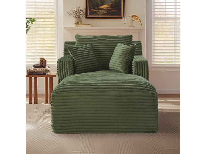  Méridienne convertible relax  - assise moelleuse, canapé-lit sans montage, velours côtelé - vert  - Conforama C