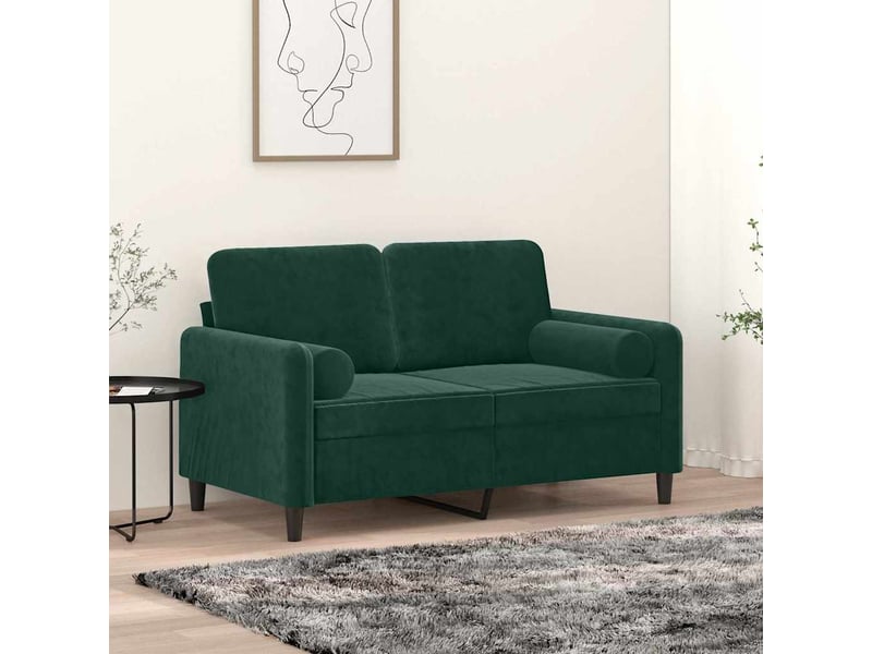  Lot de 2 coussins décoratifs vert foncé ø15x50 cm velours cf60894  - Conforama B