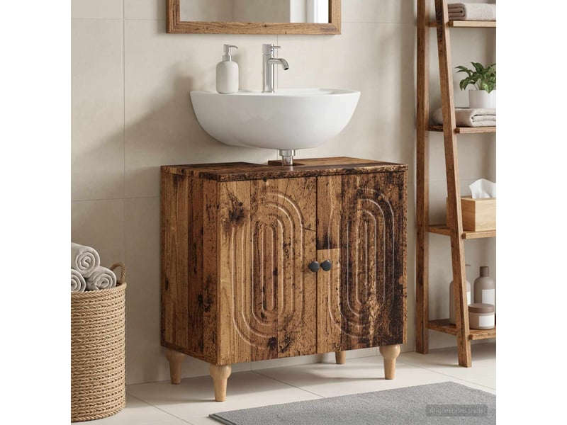  Meuble sous lavabo de salle de bain alkmaar bois ancien cf64799  - Conforama B