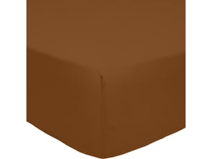 Drap housse 140x190+30 cm percale de coton ocre ocre