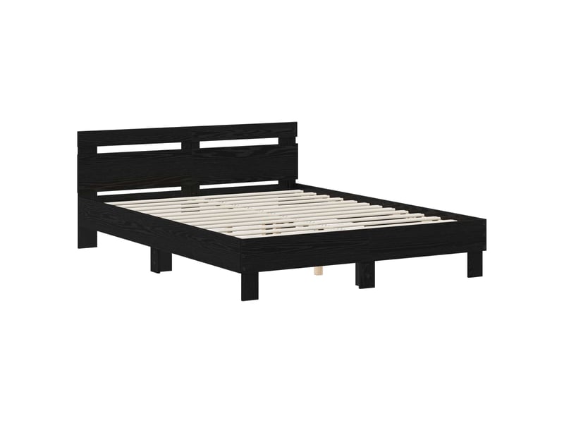  Lit double- lit adulte -  cadre de lit chêne noir 120 x 190 cm bois d'ingénierie  - Conforama B