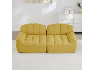Canapé modulable 2 places en forme de coquillage jaune