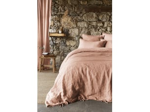 Housse de couette 240 x 220 cm lin lavé français luxe soline vieux rose