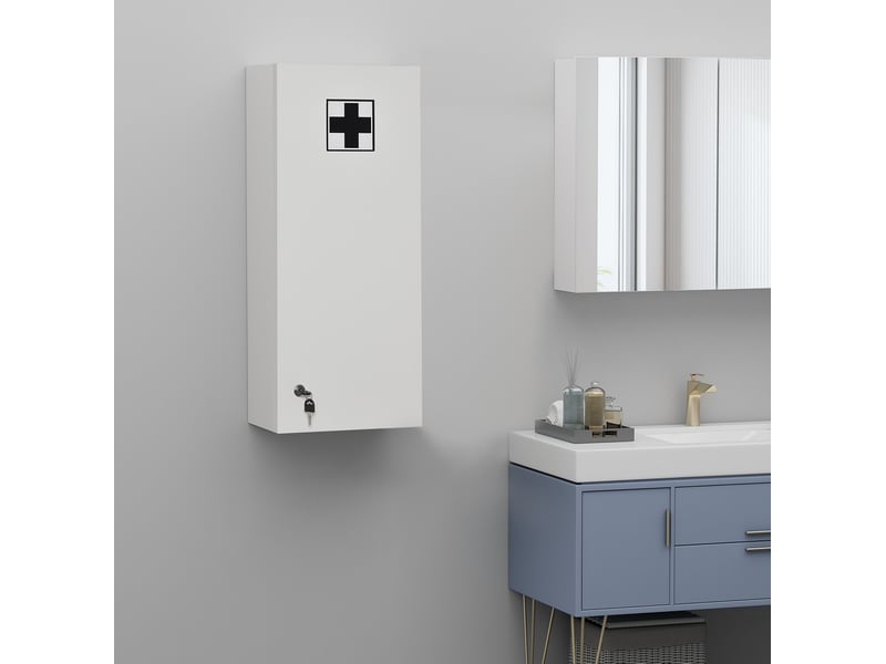  Armoire à pharmacie murale 30 x 20 x 70 cm blanche en panneau de particules, verrouillable à clé  - Conforama B