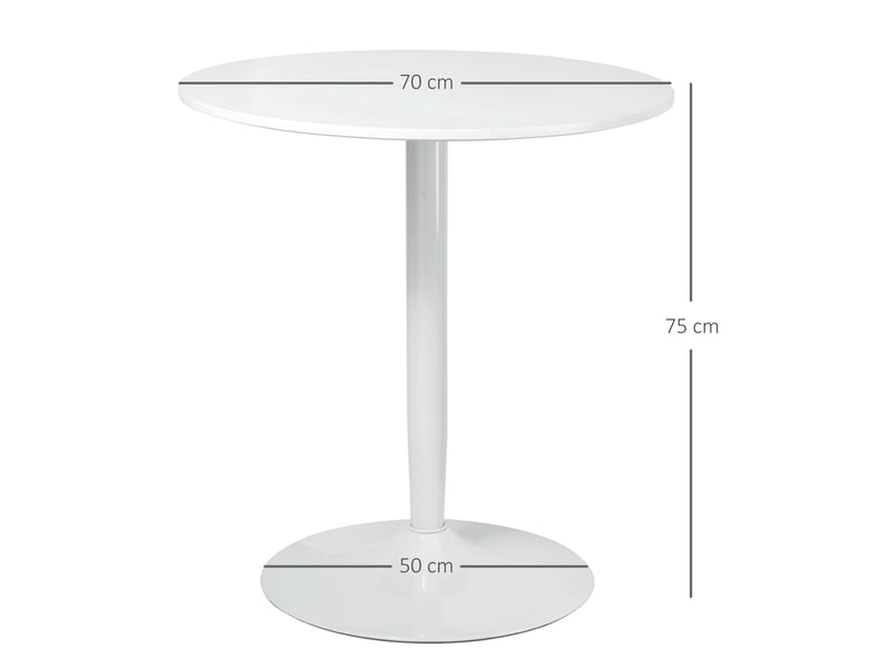  Table de salle à manger pour 2 personnes ronde avec pied central et base antidérapante en mdf ø70×75 cm blanc  - Conforama D