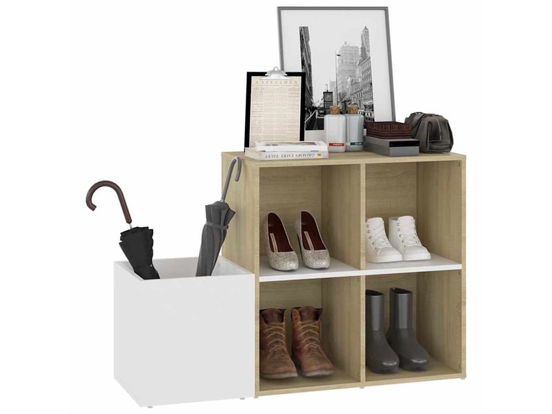  Meuble à chaussure, armoire à chaussures entrée blanc chêne sonoma bois ingénierie  - Conforama D