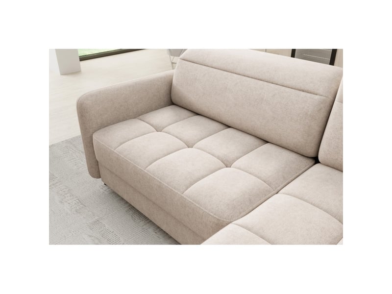 Canapé d'angle droit convertible barnea 208 cm beige crème avec rangement - Conforama D