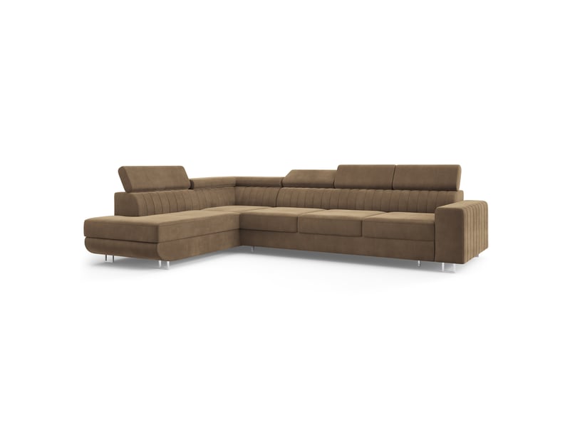 Canapé d'angle hestion, velours beige  - Conforama A