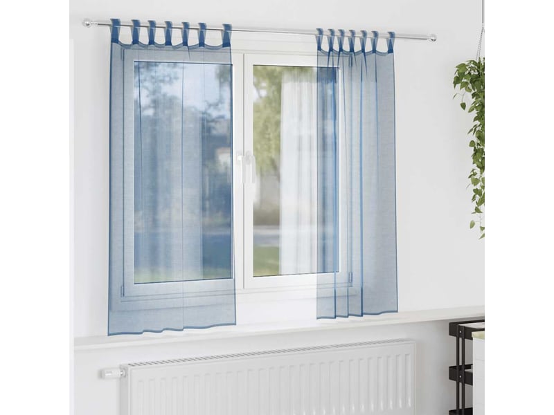 Lot de 2 rideaux en voile, voilages avec boucles bleu royal 140x140 cm cf44293 - Conforama B