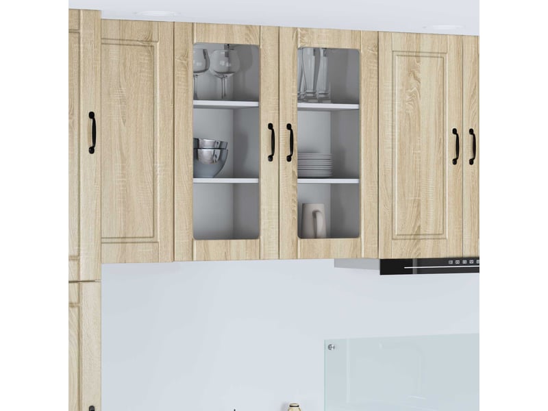 Meuble mural de cuisine, cabinet en verre mural chêne sonoma 40x31x80cm shl9006 - Conforama B