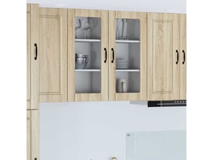 Meuble mural de cuisine, cabinet en verre mural chêne sonoma 40x31x80cm shl9006