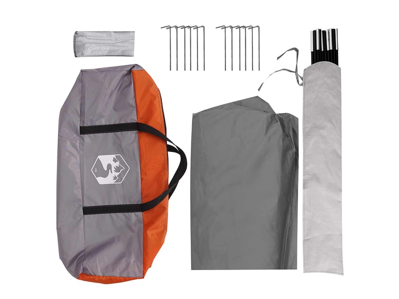  Tente de fête, tente de camping gris et orange 600x600x400 cm  - Conforama E
