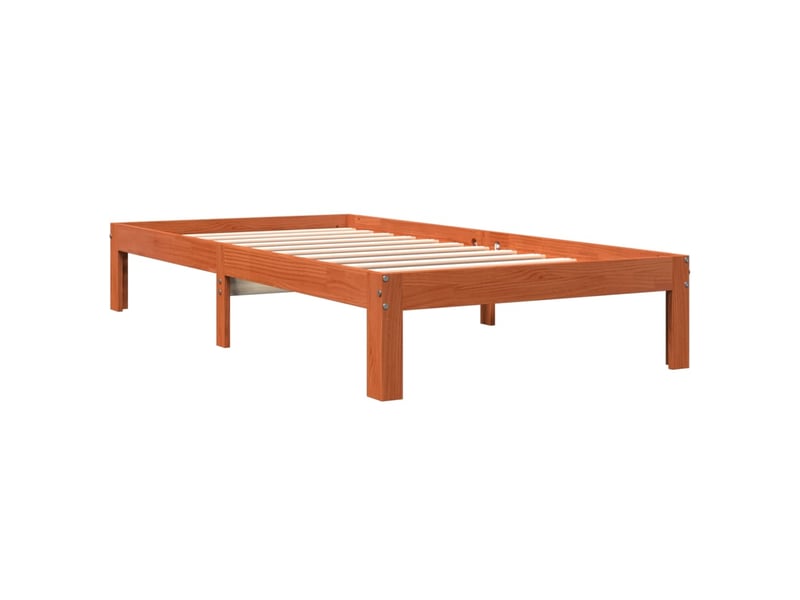  Lit simple- lit adulte -  cadre de lit sans matelas  marron 100x200cm bois pin massif  - Conforama B