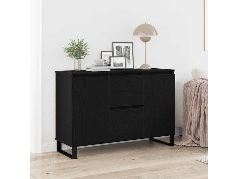  Buffet - bahut - meuble de rangement chêne noir 101,5 x 35 x 70 cm bois d'ingénierie  - Conforama B