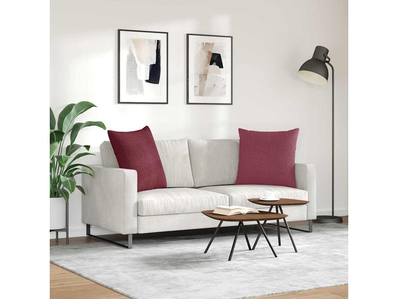  Lot de 2 coussins de canapé, coussins décoratifs tissu bordeaux 80 x 80 cm cf58804  - Conforama D