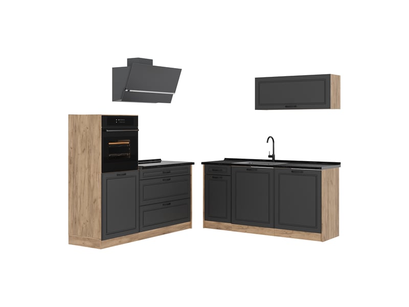  Vicco cuisine, anthracite campagnechêne doré, 160cm sans plan de travail  - Conforama A