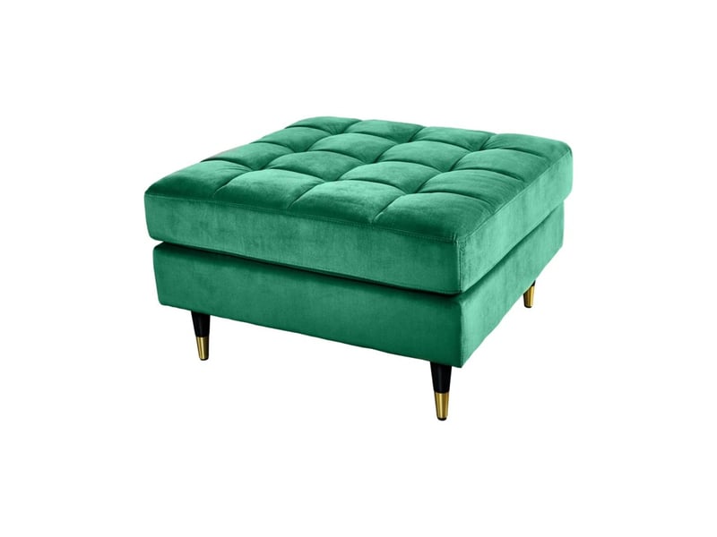  Pouf koliri vert émeraude – design carré en velours capitonné  - Conforama A