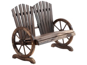 Banc jardin 2 places bois massif, accoudoirs, max 250 kg, rustique, jardinterrasse, 108x66x95 cm, marron foncé.