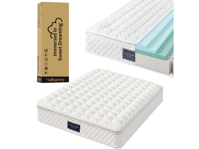 Matelas 140x200 cm à ressorts ensachés, 7 zones, h3, blanc  - Conforama D