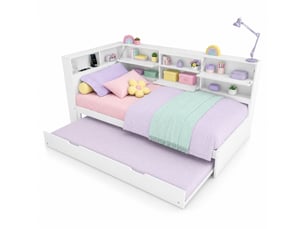 Lit gigogne 90x200 cm coloris blanc