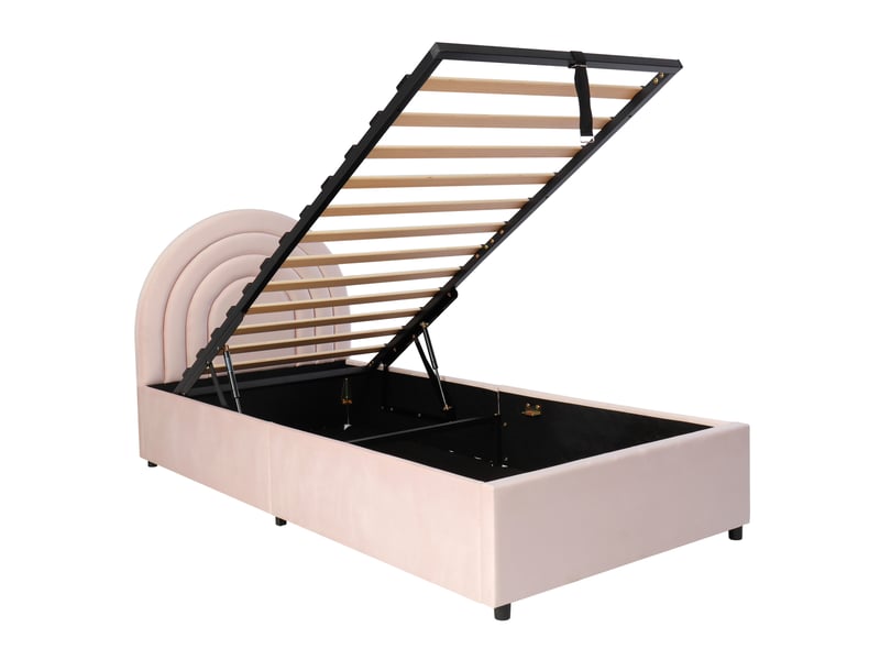 Lit simple rembourré 90x200cm lit enfant lit coffre tête de lit sommier à lattes relevage hydraulique velours pour adultes et adolescents rose N634U0006CFXXZH - Conforama D