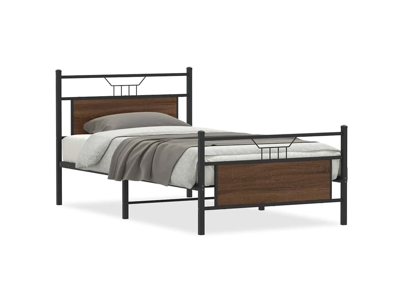  Lit simple- lit adulte -  cadre de lit sans matelas chêne marron 100x200 cm  - Conforama A