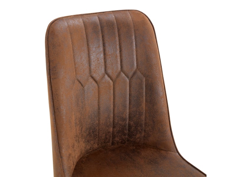  Ensemble salle à manger rond moderne - table ø100 cm bois naturel + 4 chaises brun tissu, pieds noirs en métal  - Conforama A