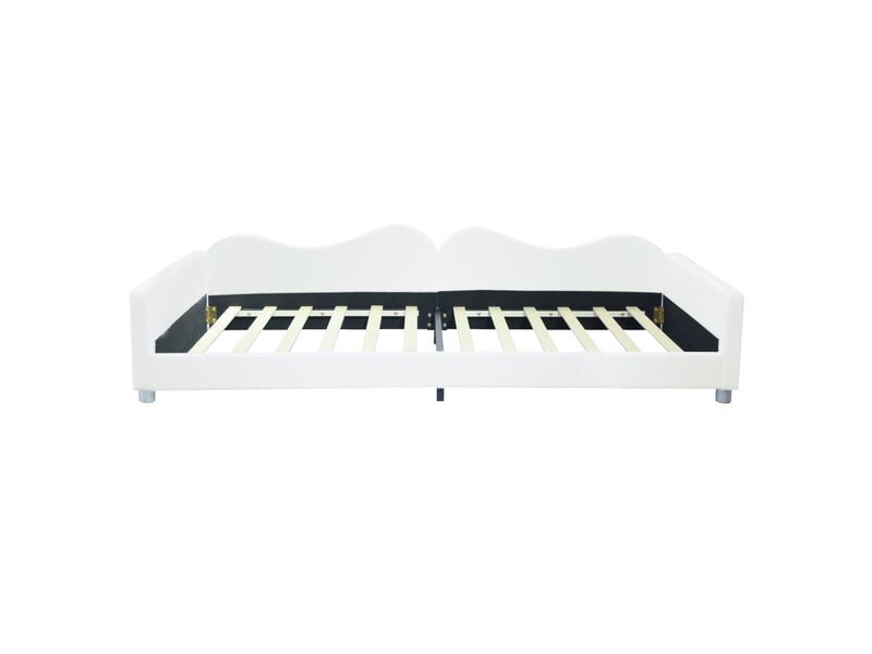  Lit capitonné pour enfants en tissu 90x200cm avec avec dossier et accoudoirs,blanc lit enfant blanc - Conforama D