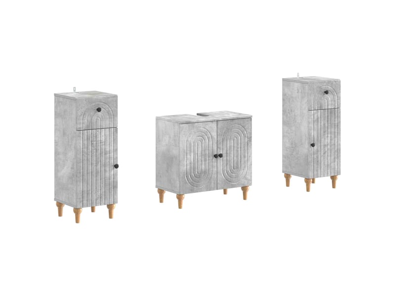 Ensemble de meuble de salle de bain 3 pièces alkmaar gris béton cf63301 - Conforama A