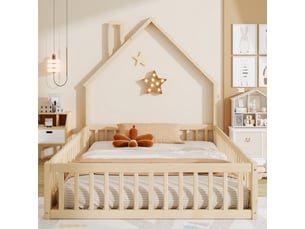 Lit cabane 140x200 cm HAVRYA coloris naturel